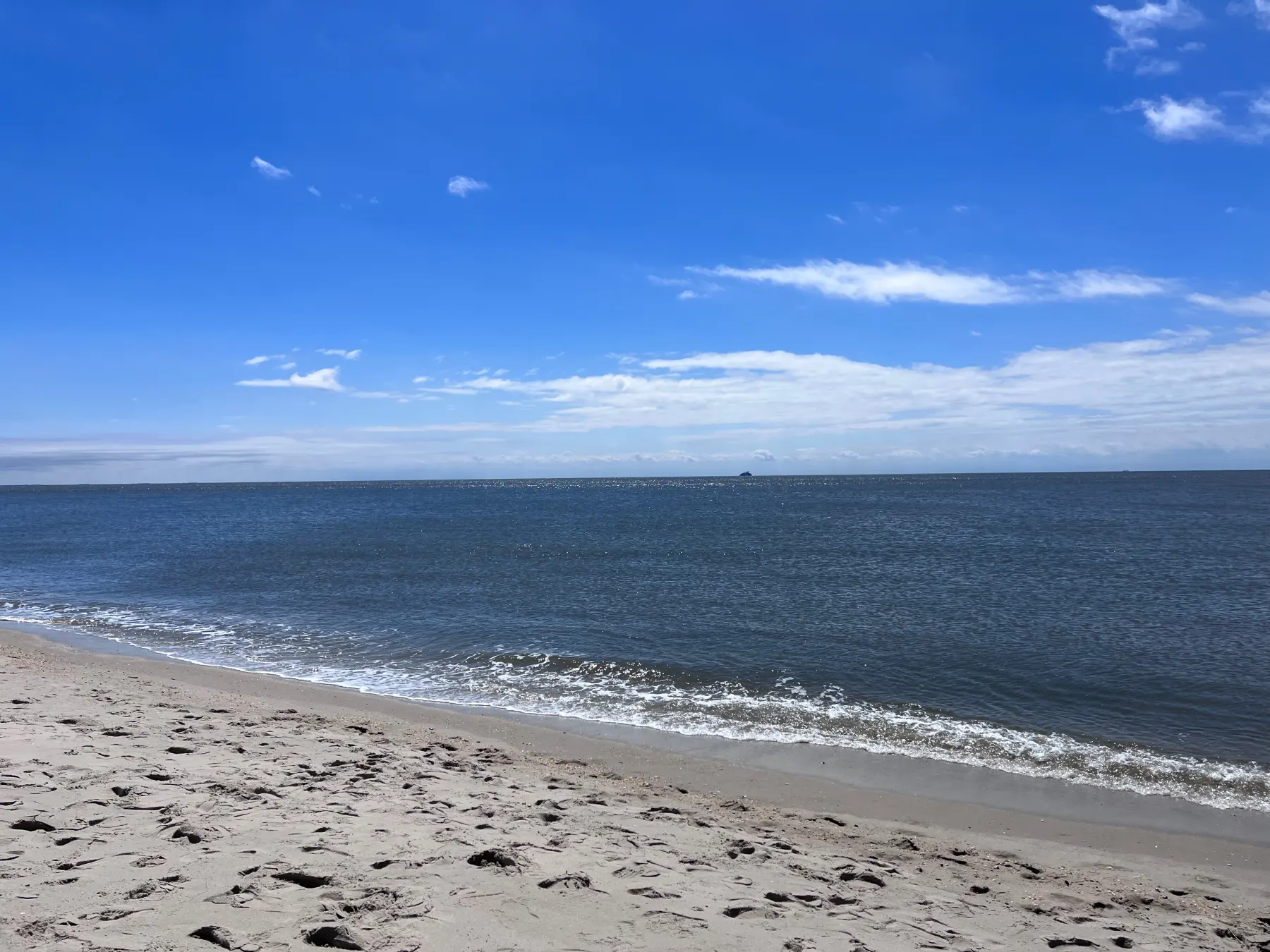 Open beach and ocean horizon for a simple family beach day.